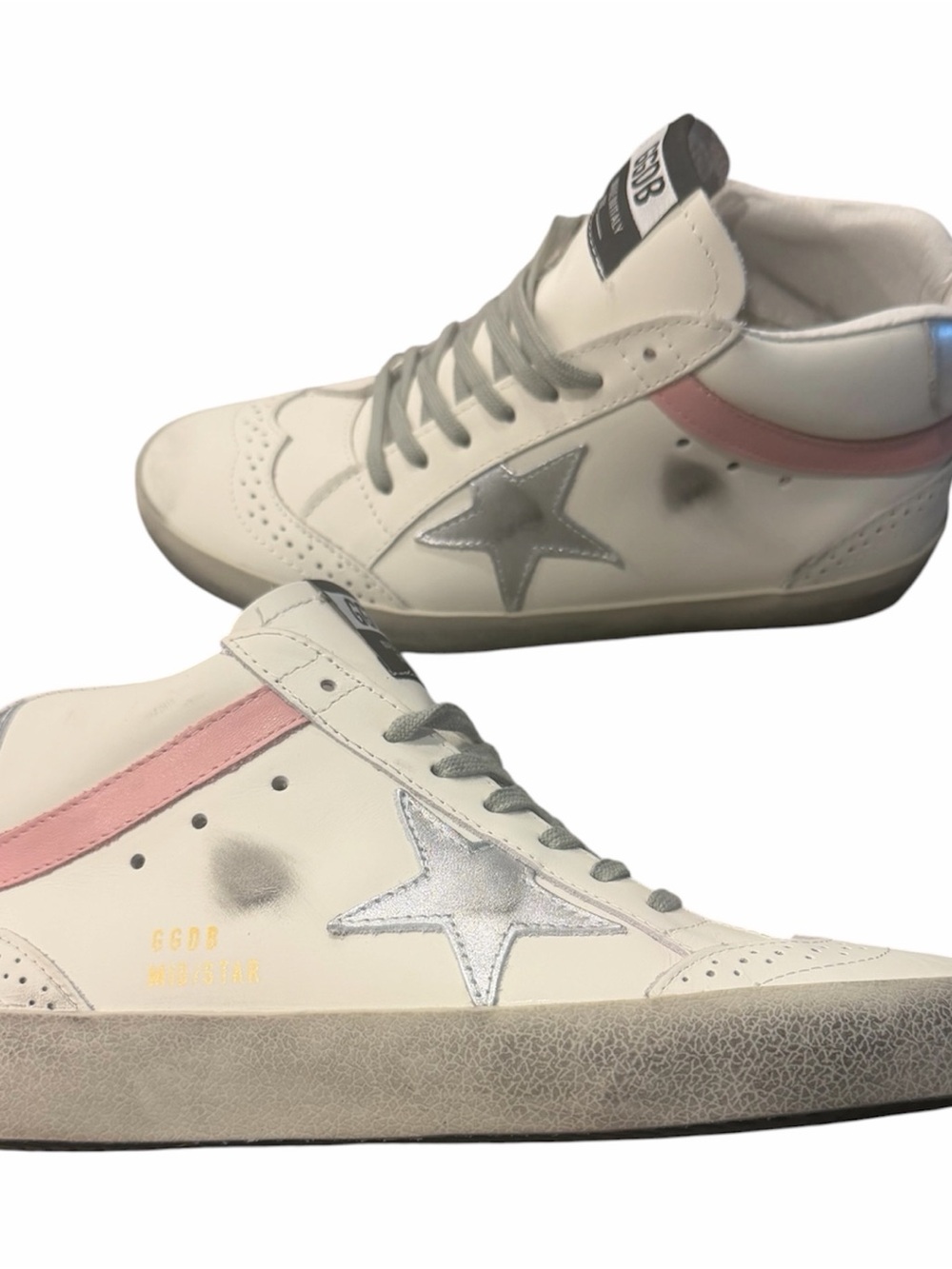 Golden Goose GGDB Mid Star Sneakers Pink, Silver White Leather women 39 - Picture 2 of 8